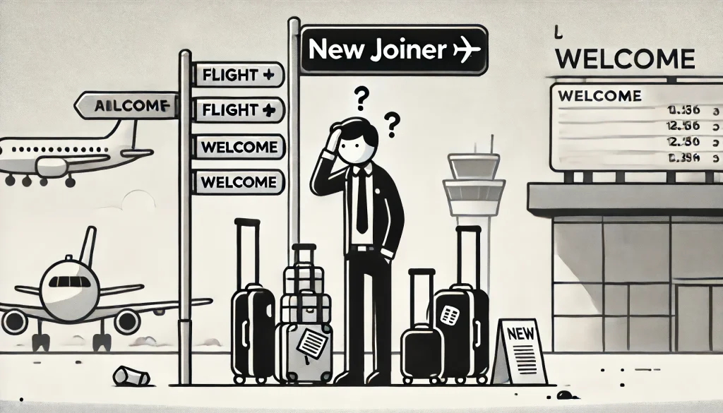 Image shows new joiner stranded at the airport. 